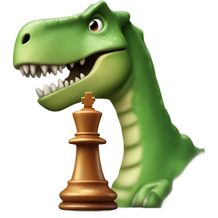 dinosaur holding a chess piece in its paw emoji
