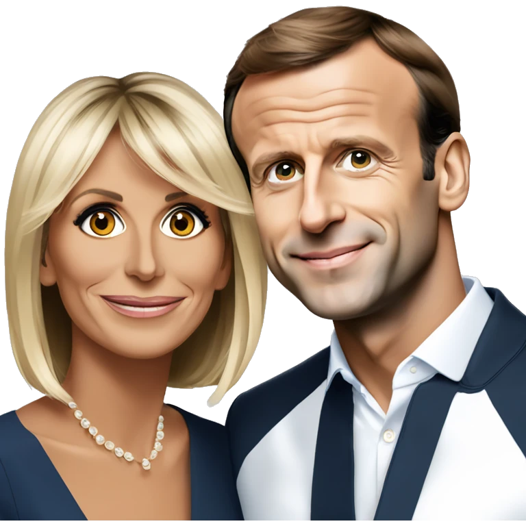 Portrait of Emmanuel Macron with Brigitte Macron emoji