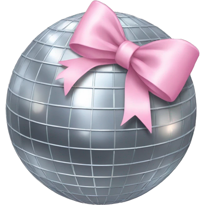 Disco ball with a light pink bow  emoji