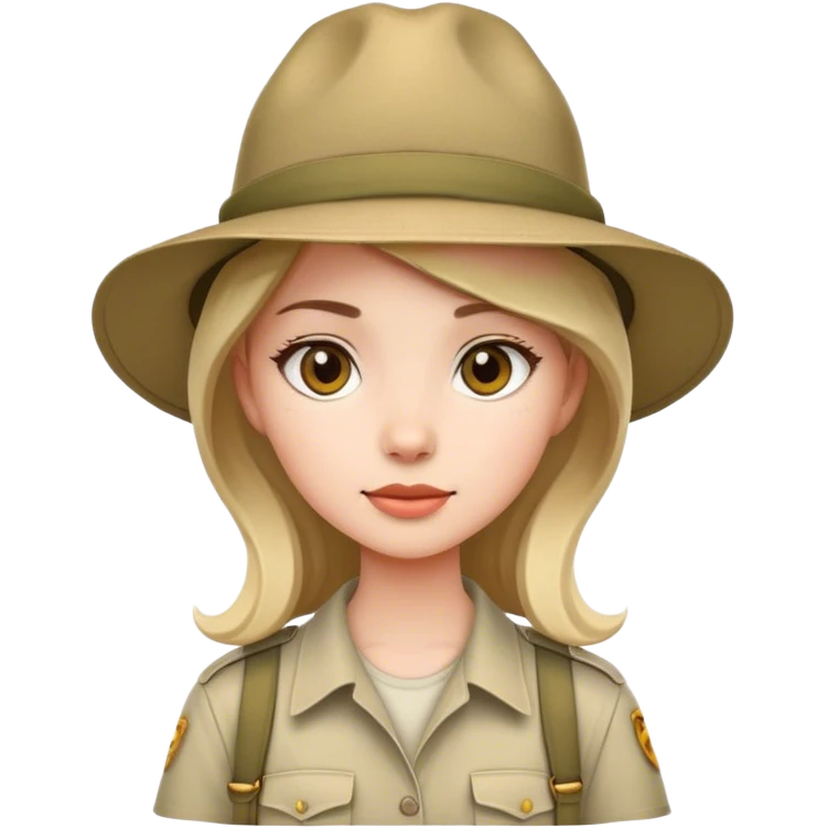 Girl wearing safari hat emoji