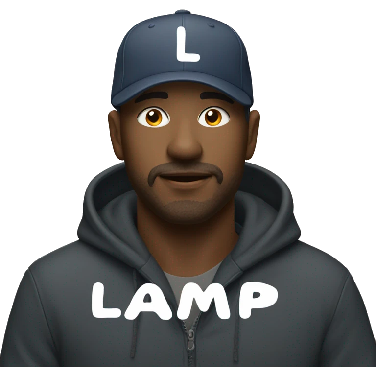 add the phrase "LAMPE DSM" to the hat in white writing emoji