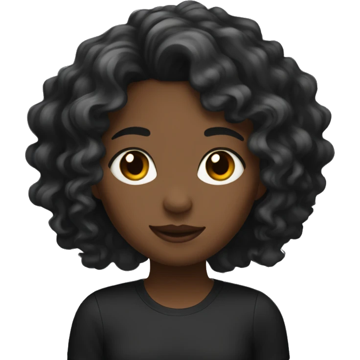 Girl with blak and wavy hair emoji