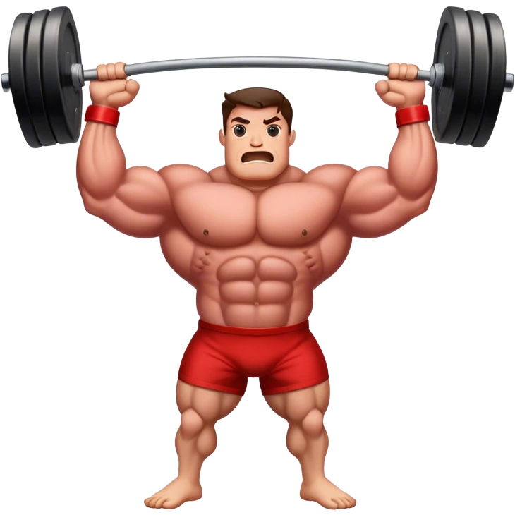 Slab of steak with big muscles lifting weights  emoji