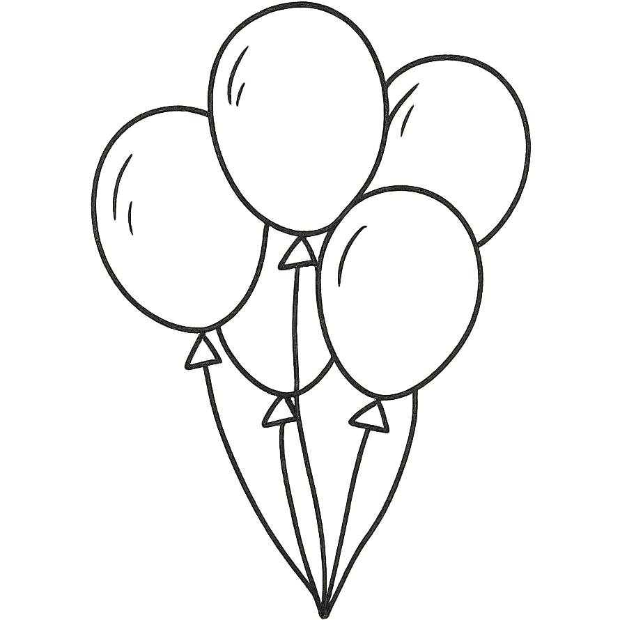a bunch of hand-drawn outlined balloons, playful emoji