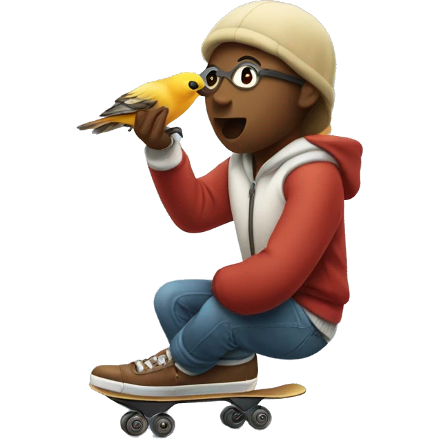 patineta comiendo pájaro en una canción emoji