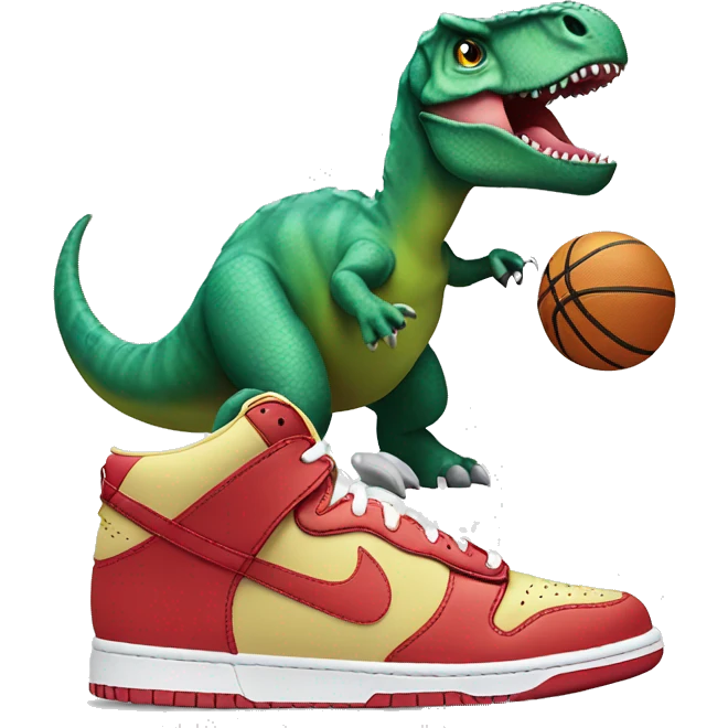 Dinosaur wearing Nike dunk shoes emoji