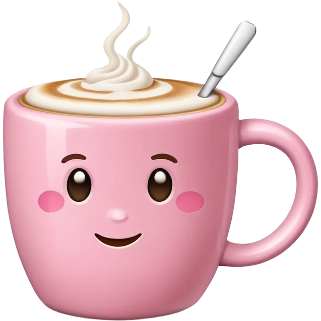 Pink mug with latte  emoji