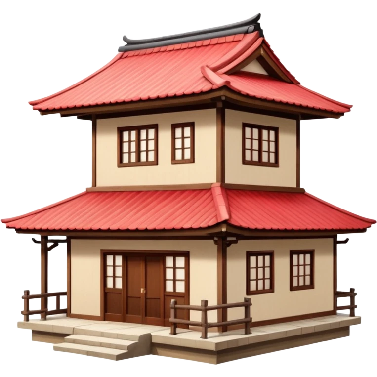 japan style wood house red beige emoji