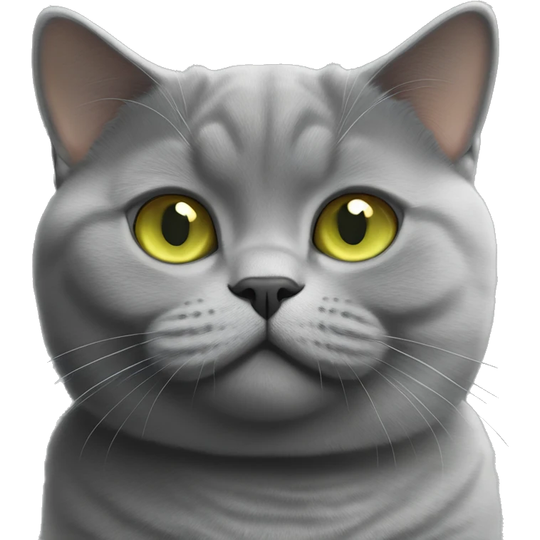 grey british shorthair cat with greenish yellow eyes  emoji