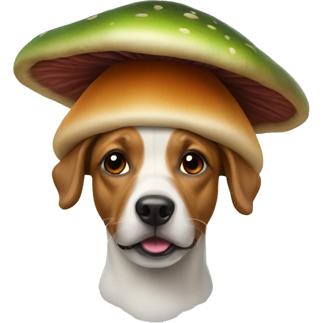 Dog with a mushroom hat emoji