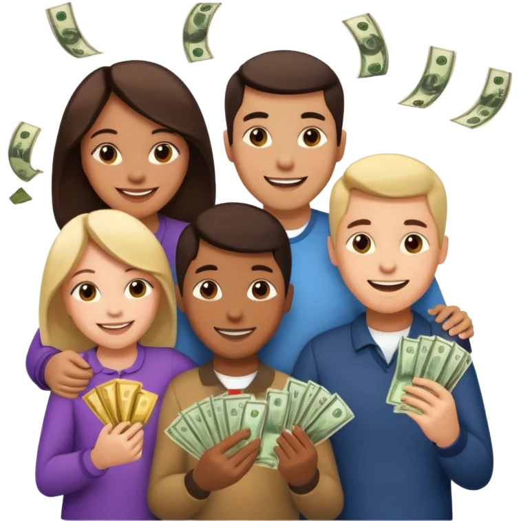money around a family of four emoji