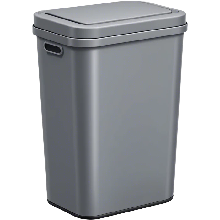 A simple trash can emoji with a rectangular or cylindrical shape, an open or closed lid, and a neutral color like gray or silver. The design is minimalistic with no extra details emoji