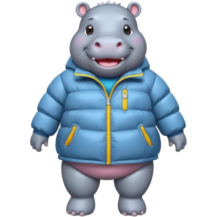 a full body of cute hippo with puffer emoji