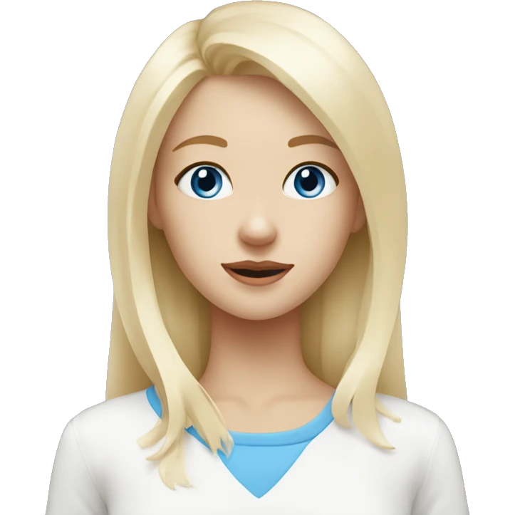 blonde girl with blue eyes with white spitz dog emoji