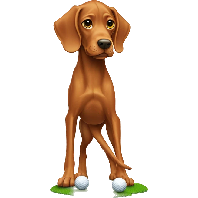 Vizsla playing golf emoji
