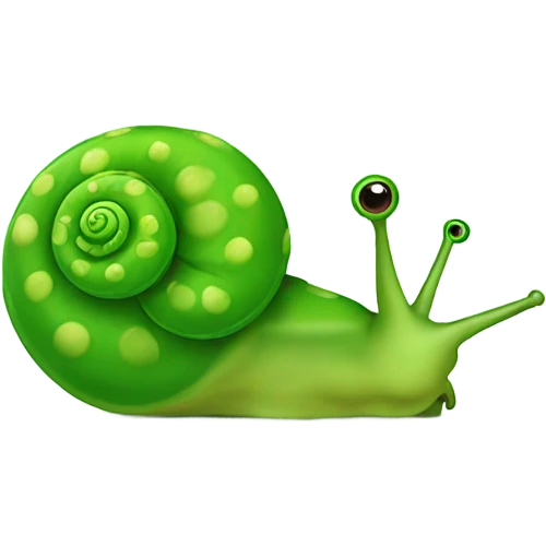 Snail wearing peas emoji