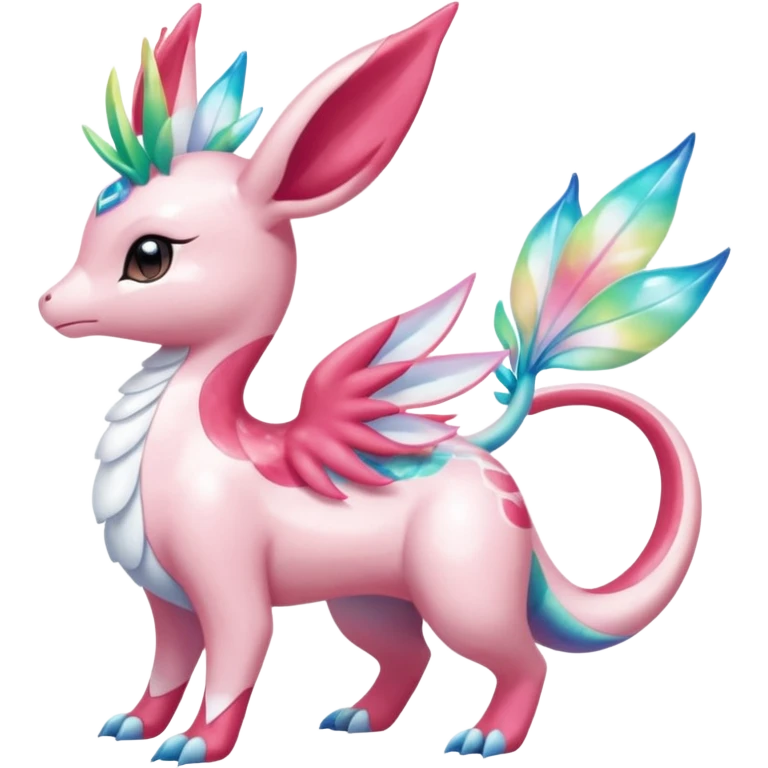 Shiny Sparkly beautiful gorgeous ethereal Scaley Exotic Shaymin-Aurorus-Sylveon-Milotic-Dragonair-Fakémon-hybrid-creature (full body) emoji