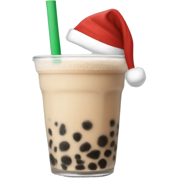 Boba tea with a santa hat emoji