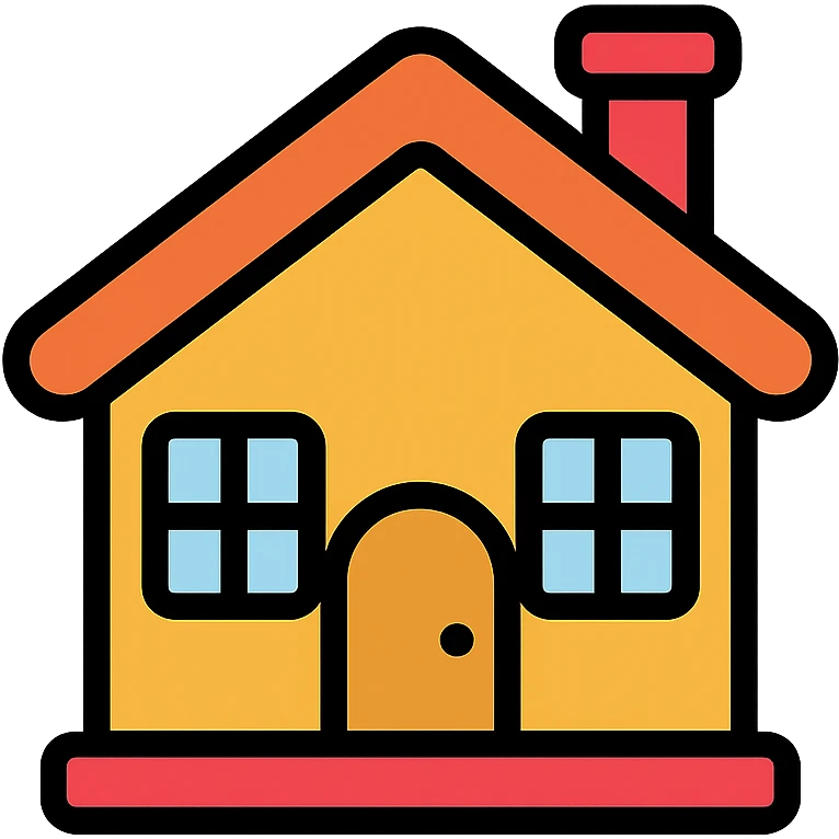 cozy house, color icon style, with a door and windows emoji