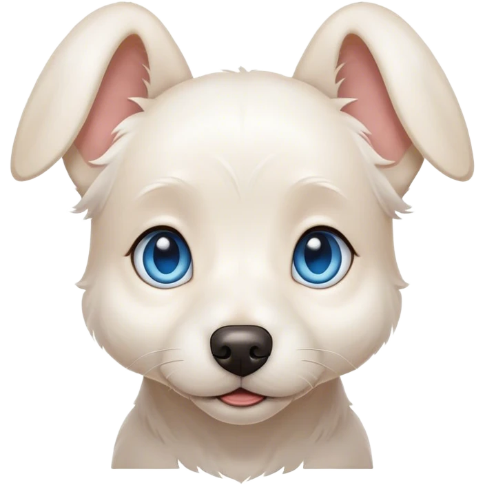 Blue eyed small white dog ffloppy ears emoji