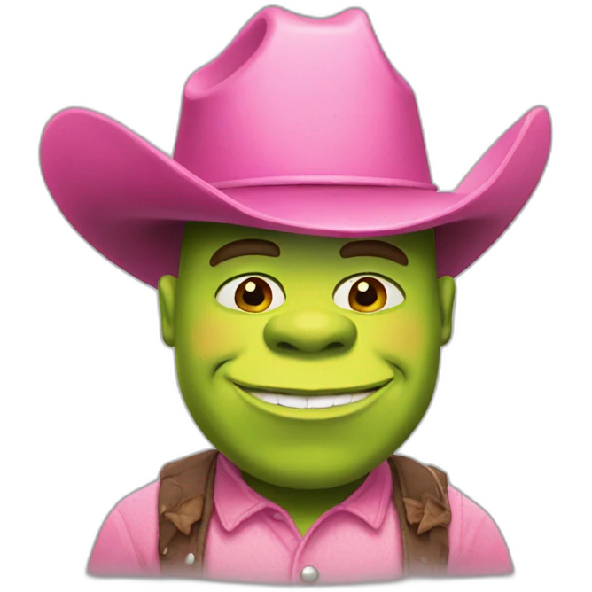 Shrek with pink cowboy hat emoji