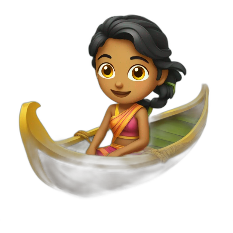 Girl from kerala in a snakeboat emoji