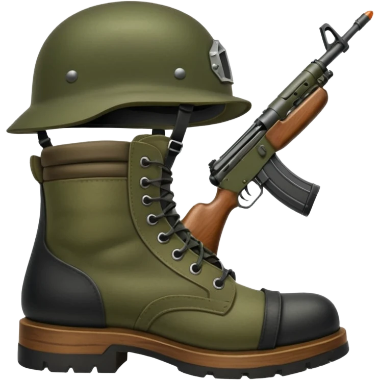 Military rifle boots helmet  emoji