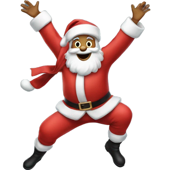 Santa jumping from roof to roof emoji