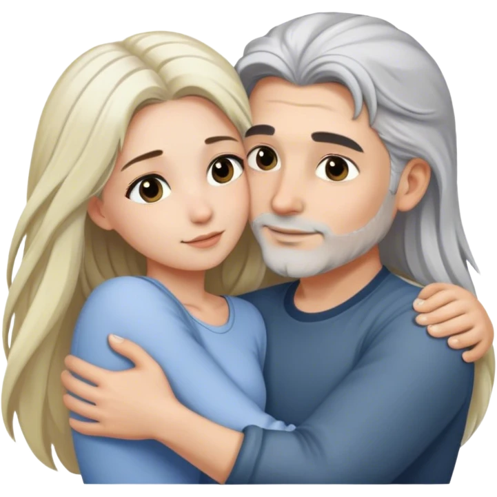 Handsome man with salt and pepper colored hair hugging girl with long blonde hair emoji