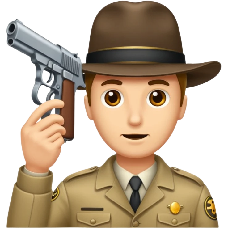 Mann zielt mit seiner Pistole auf seinen Kopf emoji