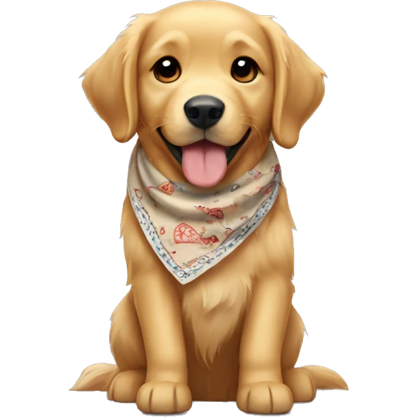 Beige golden retriever wearing a bandana emoji