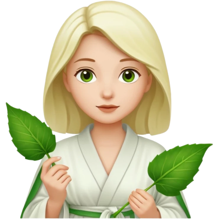 woman holding leaf and white robe emoji