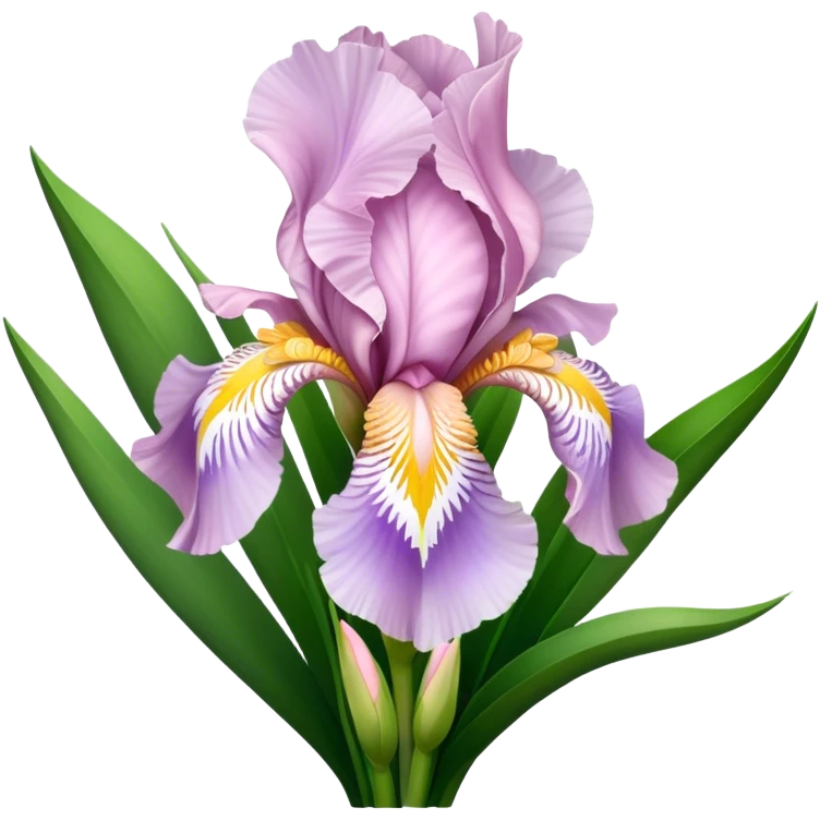 big bouquet Soft Pink Iris, luxuriant, leaf, bud emoji