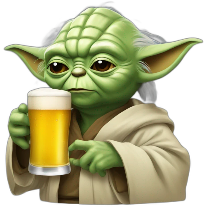 Yoda drinking beer emoji