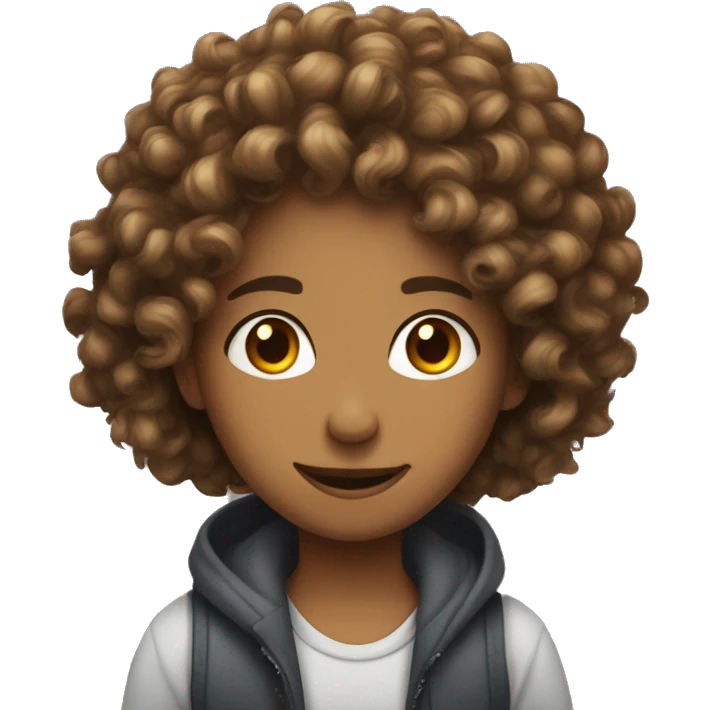 Curly hair mid colour girl and fair beard guy  emoji