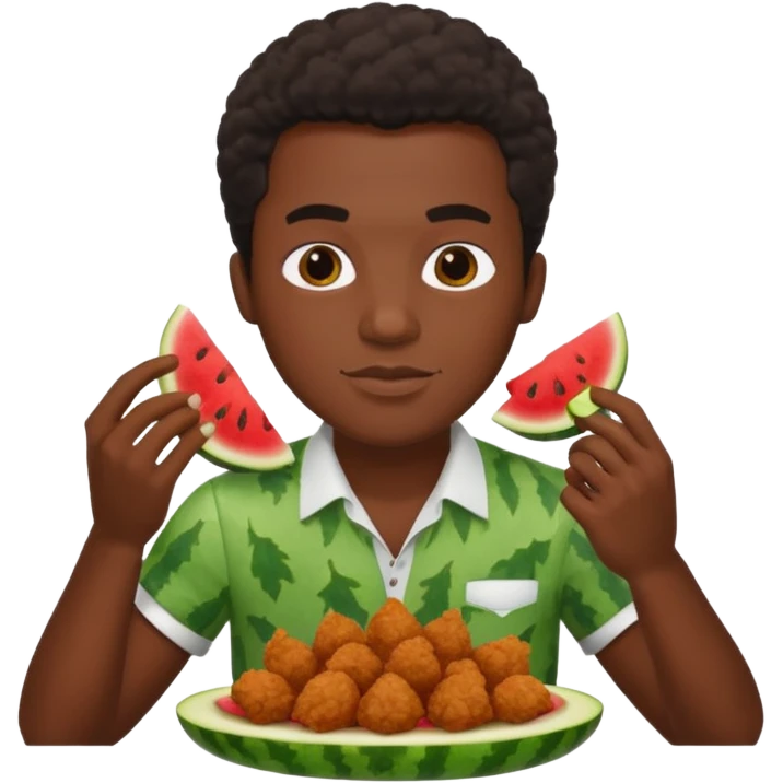 Black guy eating watermelon and fried chicken emoji