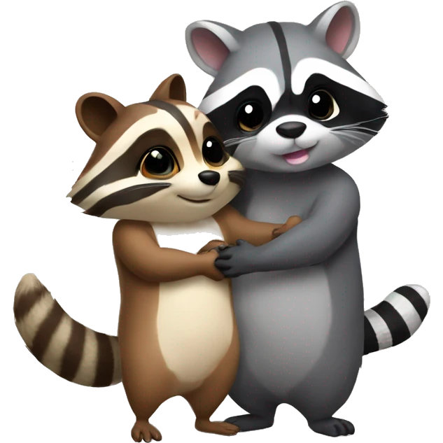 Raccoon and hamster holding hands  emoji