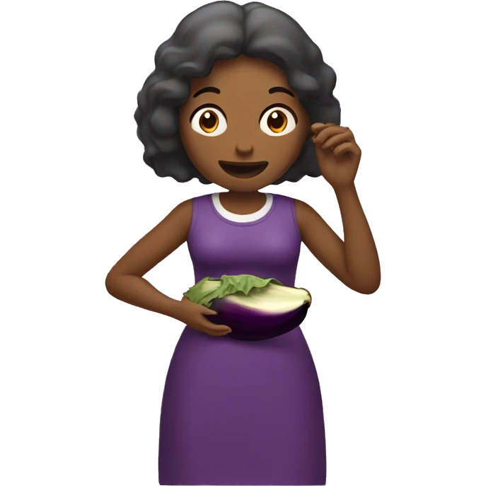a women eating an eggplant emoji