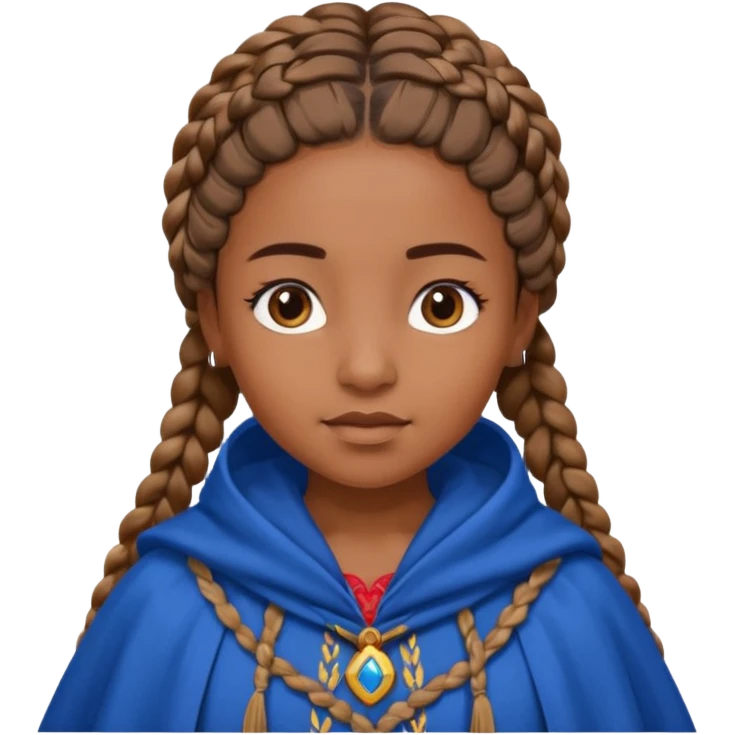 brown skin girl with braided hair, wearing blue cloak emoji