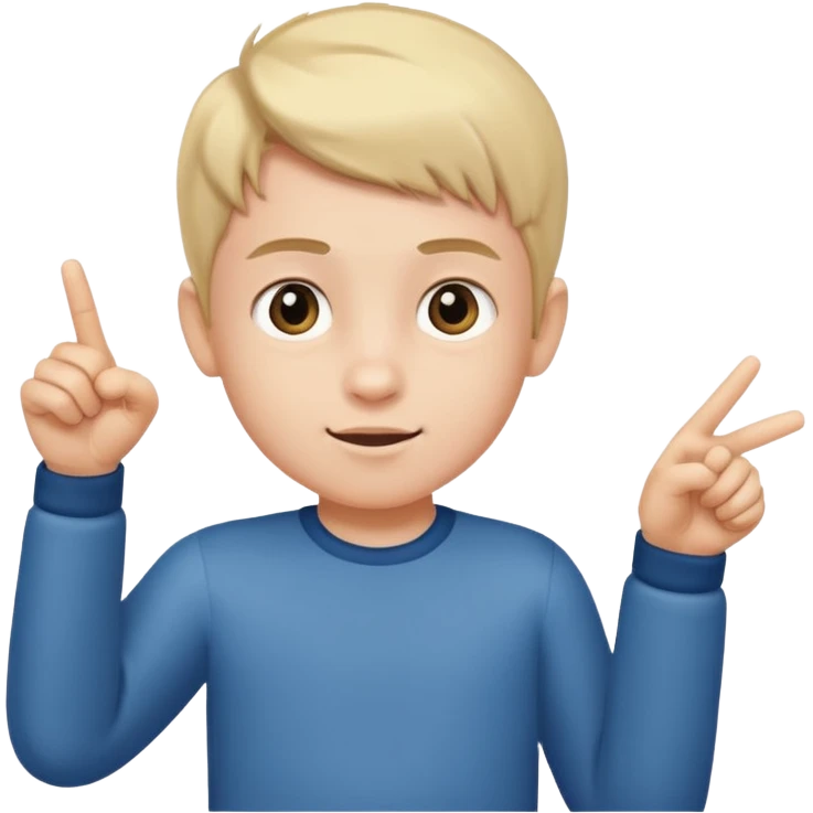 A boy extending poitning to the side. Full body. emoji