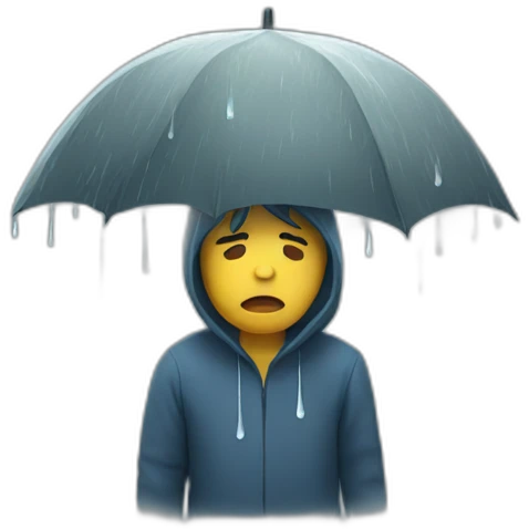 Sad person in rainstorm emoji