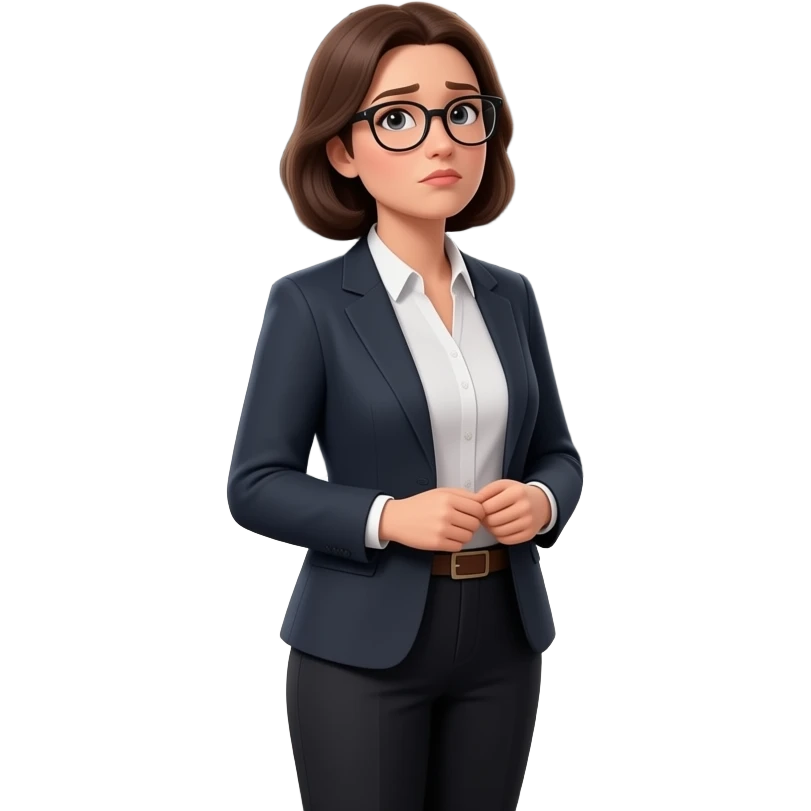 A photorealistic portrait of a female teacher in her 30s wearing glasses, standing in a school classroom. She has a skeptical look, looking up at the viewer with calmdown. Next to her, a large blackboard has the text 'Who is Hasbulla?' written in messy chalk. Soft overhead classroom, ultra details. emoji