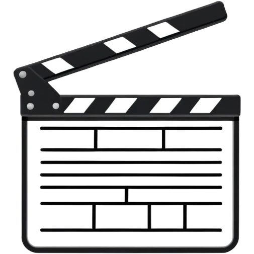 minimalist clapperboard outline, thin black lines only, no fill, just frame and diagonal line emoji