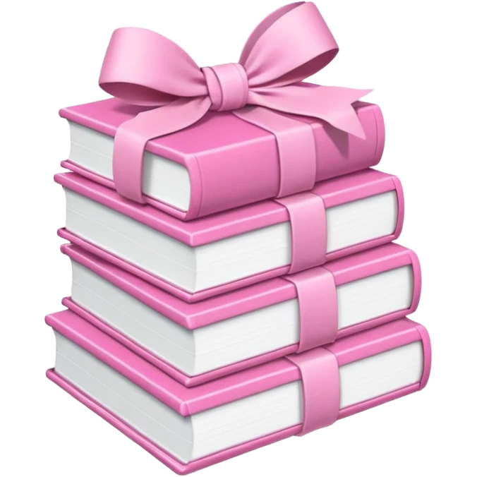 Pink Books stacked up and tied together by a white bow emoji