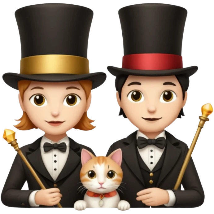 magician couple and their pet cat emoji