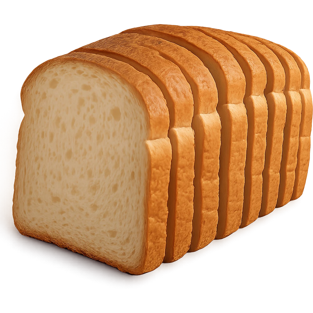 realistic sliced loaf of bread, soft inside, detailed texture emoji