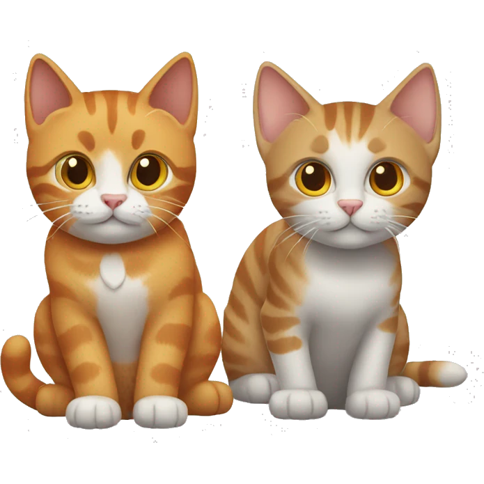 two cats, one gray and one ginger tabby emoji