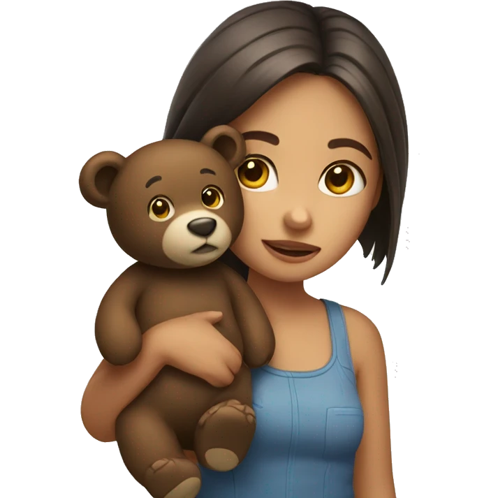 A girl with a bear emoji