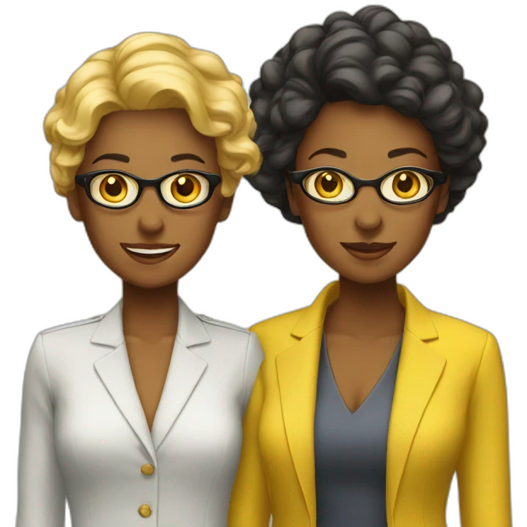 three professional women standing yellow emoji