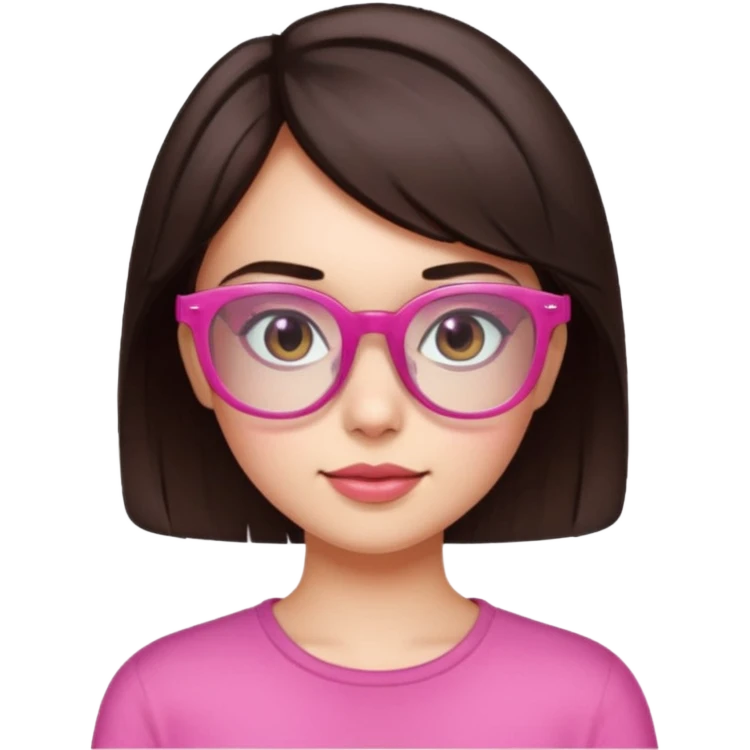 to give birth to a brunette girl who wears semi-transparent pink glasses and has short dark brown hair. emoji